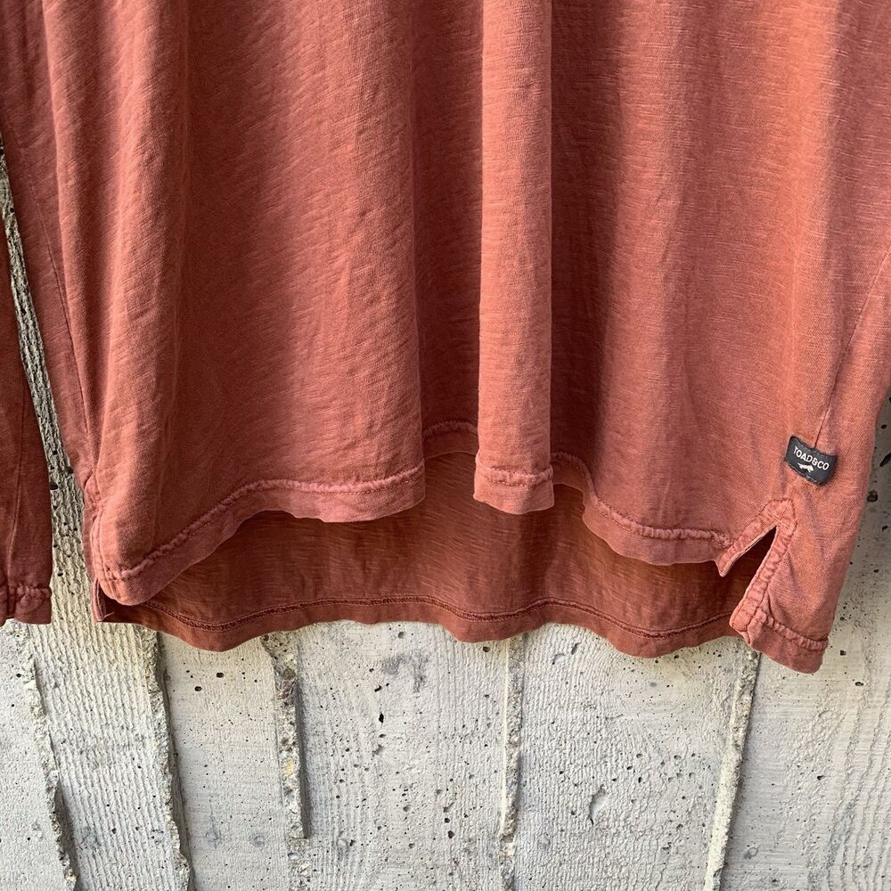 Toad&Co Primo Long Sleeve Henley 100% Organic Cotton Garment-Dyed Finish Rust XL - Picture 5 of 11
